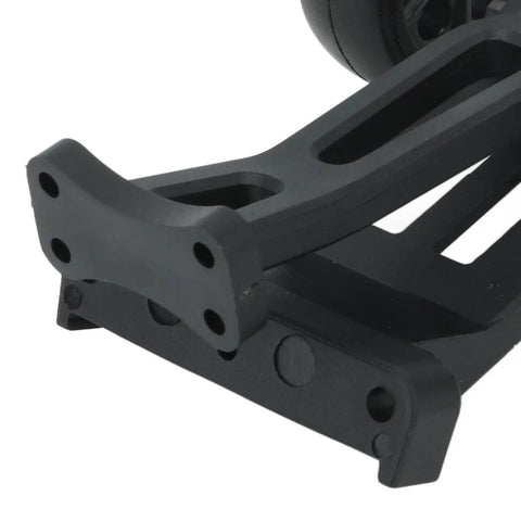 Close-up of Head Up RC Wheels for One Eighth Scale RC Cars with double head up design, featuring rubber tread and wide wheelbase