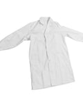Unisex White Lab Coat With Long Sleeves For Pros Nurse Uniform Style Easy Care Polyester Cotton Blend Spill Resistant Lab Coat Durable Medical Attire For Women And Men Size M displayed on white background.