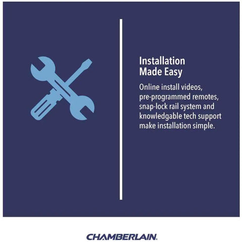 Smart Garage Door Opener With Emergency Battery Backup And Slick Smartphone Sync installation guide featuring tools and tech support details.