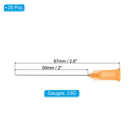 Blunt Tip Dispensing Needles 2 Inch 23G 25 Pcs With Luer Lock For Refilling Inks Adhesives Glue Industrial Liquid Dispenser