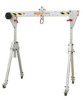 Portable Aluminum Shop Gantry Crane, 2204 Pound Heavy Duty Rating, adjustable frame with 360 degree locking wheels.