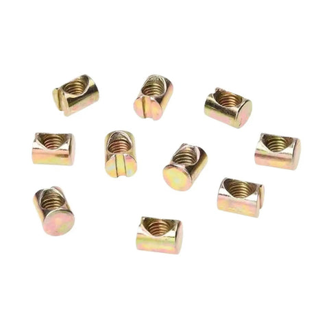 Heavy Duty M8 Barrel Nuts Set of 50 Slotted Cross Dowel Nuts zinc plated carbon steel for beds chairs furniture projects