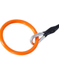 Close-up of Heavy Duty Log Choker Cable 3/16 Inch X 10 Ft With Tow Rings for UTV ATV and Lawn Tractors, showing orange tow ring.