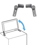 Wealrit 2-pack stainless steel flip hinge damper with mounting plates and screw holes installed on cabinet lid.