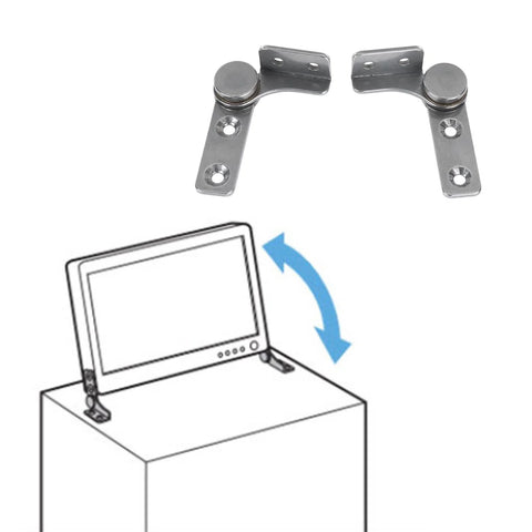 Wealrit 2-pack stainless steel flip hinge damper with mounting plates and screw holes installed on cabinet lid.