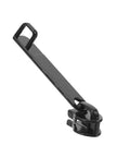 Close-up of a metal zipper pull and slider from a 6 Piece Metal Zipper Pull Replacement Kit For Luggage And Travel Gear With Durable Zipper Heads And Sliders Fits Seven Point Five Millimeter Teeth Zippers Easy Fix For Stuck Or Broken Zippers On Suitcases And Backpacks.