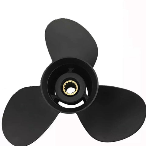 Black 11.4 Diameter By 12 Pitch Aluminum Outboard Propeller For Tohatsu 35-50HP Engines, 13 Spline, Right Hand Rotation, Model 3T5B645250