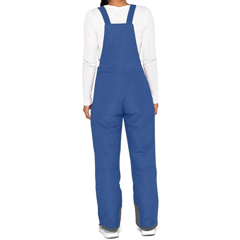 Back view of Women's Go To Snow Bibs Insulated Waterproof Overalls For Snowboarding And Skiing with adjustable straps.