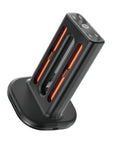Controller Fast Charging Station With Touch Glow Lights For Nintendo Switch 2 Featuring 9 Color Breathing Modes Instant Status Tracking Quick Plug Play Gaming Rgb Vibe Dock, sleek black design with orange accents.