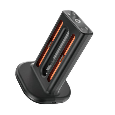 Controller Fast Charging Station With Touch Glow Lights For Nintendo Switch 2 Featuring 9 Color Breathing Modes Instant Status Tracking Quick Plug Play Gaming Rgb Vibe Dock, sleek black design with orange accents.