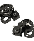 Full Metal Transmission Gearbox With Steel Gear Set for 1/10 RC Crawlers, half open shell, CNC aluminum protective cover shown