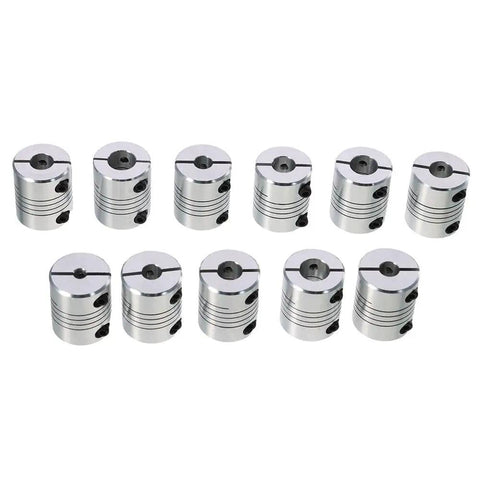 Rock Solid Aluminum Stepper Motor Shaft Coupler Dual Hole Heavy Duty Clamping Link set of 10 precision fit for CNC and 3D printers.