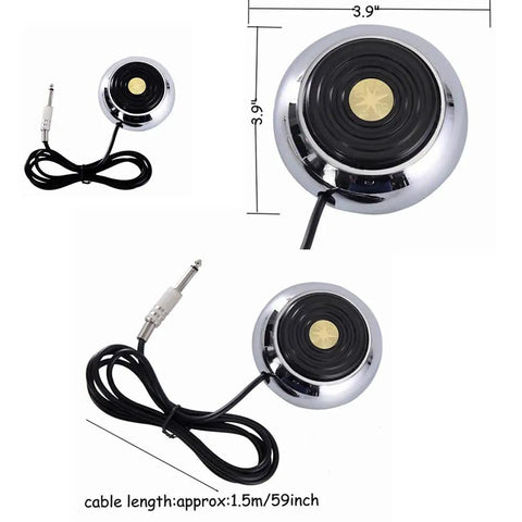 Round Stainless Steel Tattoo Foot Pedal With 360 Degree Switch And 5 Inch Clip Cord For Tattoo Machine Power Supply