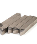 Straight Up Heavy Duty Mini Indexable Lathe Turning Tool Set With Three Eighth Inch Nickel Shank, carbide inserts for precision cutting.
