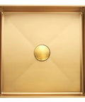 Square Stainless Steel Vessel Sink T304 Bathroom Wash Basin Counter Mount With Pop Up Drain Brushed Nano Finish top view in gold finish.