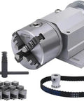 Heavy Duty 3 Jaw Chuck And 4 Jaw Chuck Set 100mm And 80mm For CNC Router with accessories visible
