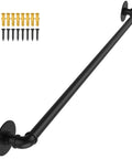 Heavy Duty Metal Pipe Stair Railing And Indoor Handrails Built For Outdoor Steps Featuring Slick Adjustable Corners And A No Sweat Install Across 3 Foot Sections, matte black with mounting hardware.