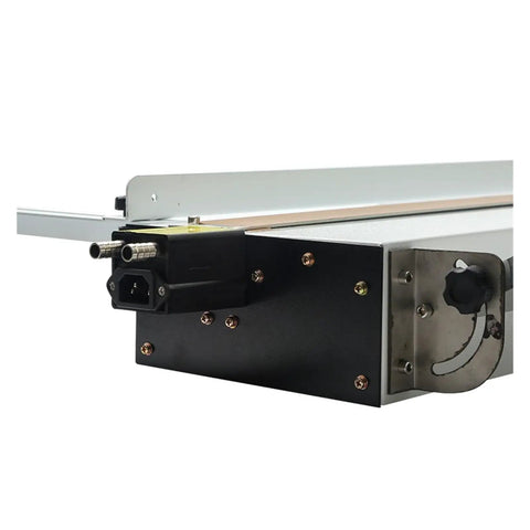 Close-up of the water cooled angle regulator for Top Tier Acrylic Heat Bender, features connectors and control knob for setup.