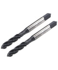 Two M6 x 1.0 Spiral Flute Thread Taps For Metalworking HSS Nitriding Coated Right Hand Thread, H2 Tolerance, in a set of 2.