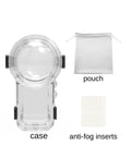 60M Professional Waterproof Case For Insta360 X5 With Full Accessory Pack, showing case, pouch, and anti-fog inserts.
