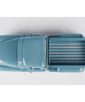 Top view of 1955 Blue Chip Pickup Truck Diecast Model Car in Light Blue One Twenty Four Scale with open truck bed.