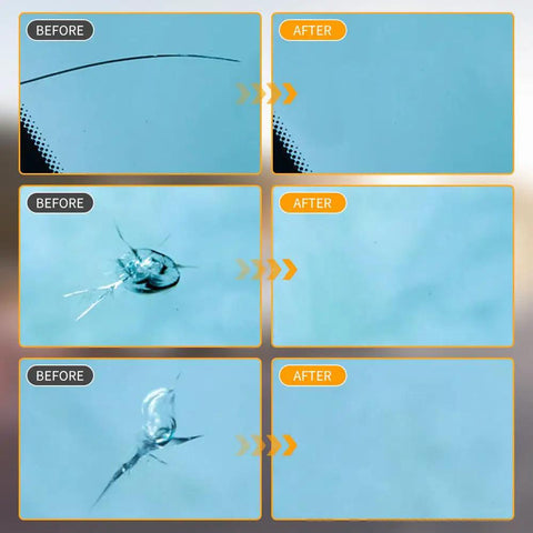 Glass Crack Repair Kit For Windshields And Screens, 2025 Edition Quick Fix, before and after results on windshield cracks