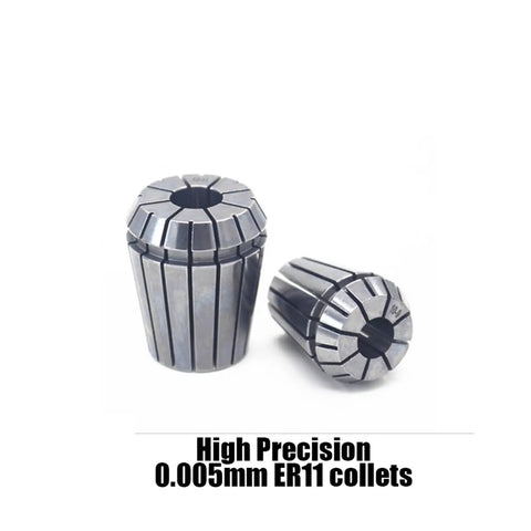 Precision Spring Collet ER11 With Ultra Low Runout 0.005mm fits 1mm to 7mm sizes, showing two alloy steel collets.