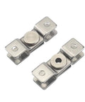 Damping torque hinge fittings, two silver metal pieces with mounting holes for 360° rotation.