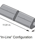 Diagram showing in-line configuration of 5W Emergency LED Driver For Class 2 Luminaires, 11.81 x 2.09 x 2.17 inches dimensions.