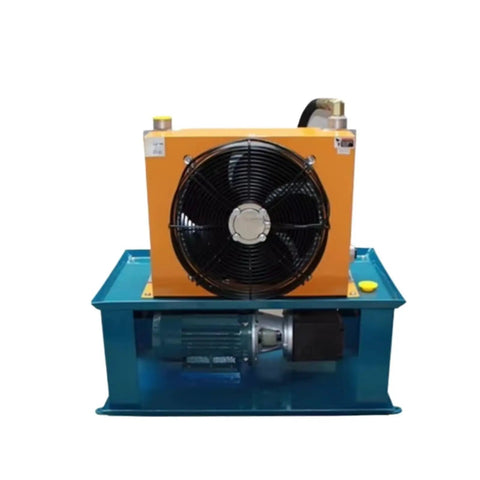 Heavy Duty Hydraulic Power Unit With Integrated Oil Cooler Pump Motor And Smart Plate Fin Cooling, front view showing compact design