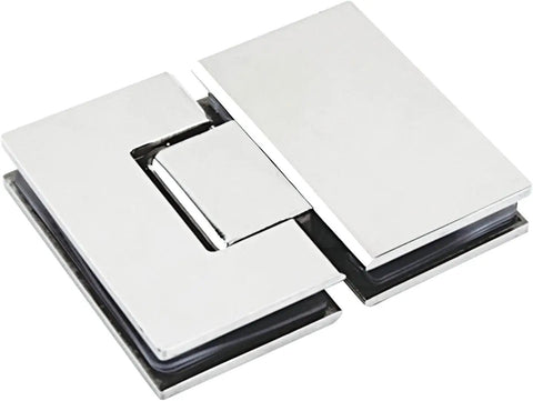 Rock Solid 180 Degree 304 Stainless Steel Glass Door Hinges Two Pack Heavy Duty Double Action Replacement Parts For Shower With Smooth Spring Back Function, showcasing polished design.