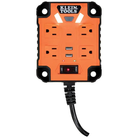 Magnetic Power Strip With Surge Protector, Four Outlets, Three USB Ports, Five-Foot Cord, Heavy-Duty Power Box With Built-In LED Work Light