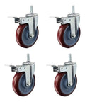 Built Tough Rubber Plate Casters With Swivel Locking Brake And Super Smooth Silent Glide M12X30mm Thread heavy-duty caster wheels set.