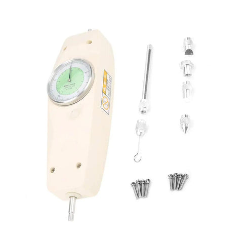 Portable Digital Force Meter Dynamometer 50N Handheld Push Pull Tester With 0.25N Increments And 10mm Stroke Clear Readout, with attachments