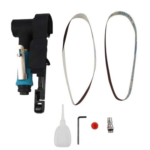 Heavy Duty Pneumatic Air Belt Sander 16000Rpm With 360 Rotating Handle For Rust Removal Welding Grinding And Polishing 20X520Mm Metal Finishing Tool Smooth Finish with accessories.