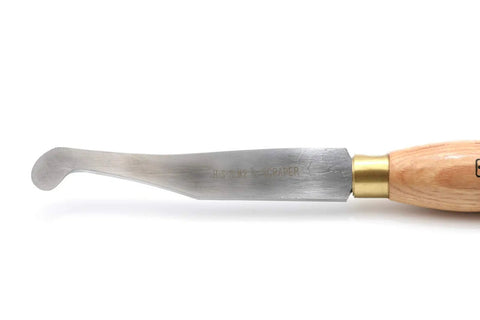 Pro Grade Three Quarter Inch Hook Nose Scraper Woodturning Chisel with M2 steel blade and hardwood handle for smooth finishes.