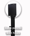 Heavy Duty Galvanized Steel EV Charger Holder Stand With A Tough Waterproof Cover Box For Outdoor Garages And Workplace Parking Lots Easy Install Cord Management Rack In Matte Black - Back panel with holes for mounting