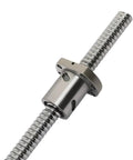 Ground 2505 Ball Screw 5mm Lead R25 with DFU OFU Ballnut, Anti Backlash, shown in metal finish for CNC machines and automation.