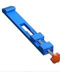 Adjustable Circular Saw Guide Rail For Precise Wood And Marble Cuts, blue ABS plastic base with an orange knob clamp attachment