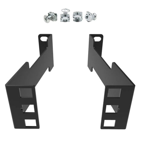 1U Server Rack Mount Adapter Set For Shallow Depth Storage And Data Center Cabinets includes heavy duty black metal rails and mounting hardware.