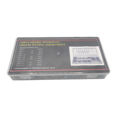 115 Piece Grease Nipple Fittings Set With Straight 90 Degree And 45 Degree Angles In M6 M8 M10 Threads For Grease Guns Machinery