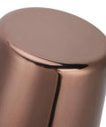 Top view of the sleek, rose gold upper cup of the Heavy Duty 304 Stainless Steel Cocktail Shaker Set And Bartender Kit With Slick Mirror Polish For Top Shelf Mixology Drinks And Chilled Iced Coffee Bar Gear That Really Slaps At Weekends.