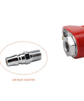 Heavy Duty Twin Hammer Air Impact Wrench Serving Six Eighty Newton Meters Of Serious Nutcracker Torque And A One Half Inch Square Drive with air inlet adapter shown.