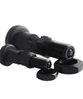 Built Tough Self Locking Return Indexing Pin Plunger With Sturdy Black Plastic Knob showing two black indexing pins and nuts.