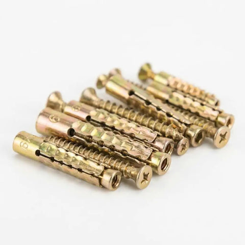 Beefy Hollow Wall Anchors With Screws Kit For Stripped Holes And Loose Hinges Strong Metal Fasteners on white background