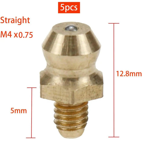Pro Grade Metric Brass Grease Nipple Assortment Kit 15 Pieces M4 Straight 45 Degree 90 Degree Angled Zerk Fittings