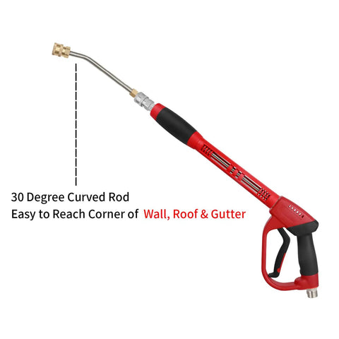 Upgraded Pressure Washer Gun with 47 Inch Extension Wand and 7 Inch 30 Degree Curved Rod M22 Fitting for hard-to-reach cleaning