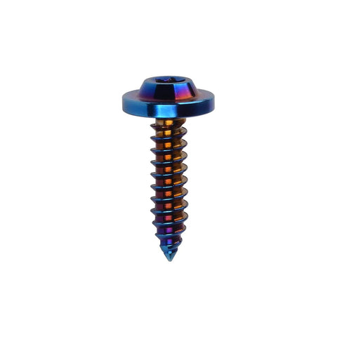 Beefy Titanium Grade 5 Self Tapping Torx Head Motorcycle Bolt M5x20mm Burnt Blue Pack Of 4, 12mm Head Diameter, 4.5mm Head Height