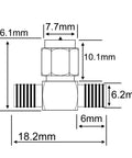 Dimensions of Male To Dual SMA Female RF Splitter Adapter 2 Way Y Type Combiner For SDR Receiver, 50 Ohm Coax Connector.