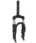 Hydraulic Suspension Fork For Electric Scooters, 14 Inch Front Shock Absorber, black aluminum alloy design, frontal view